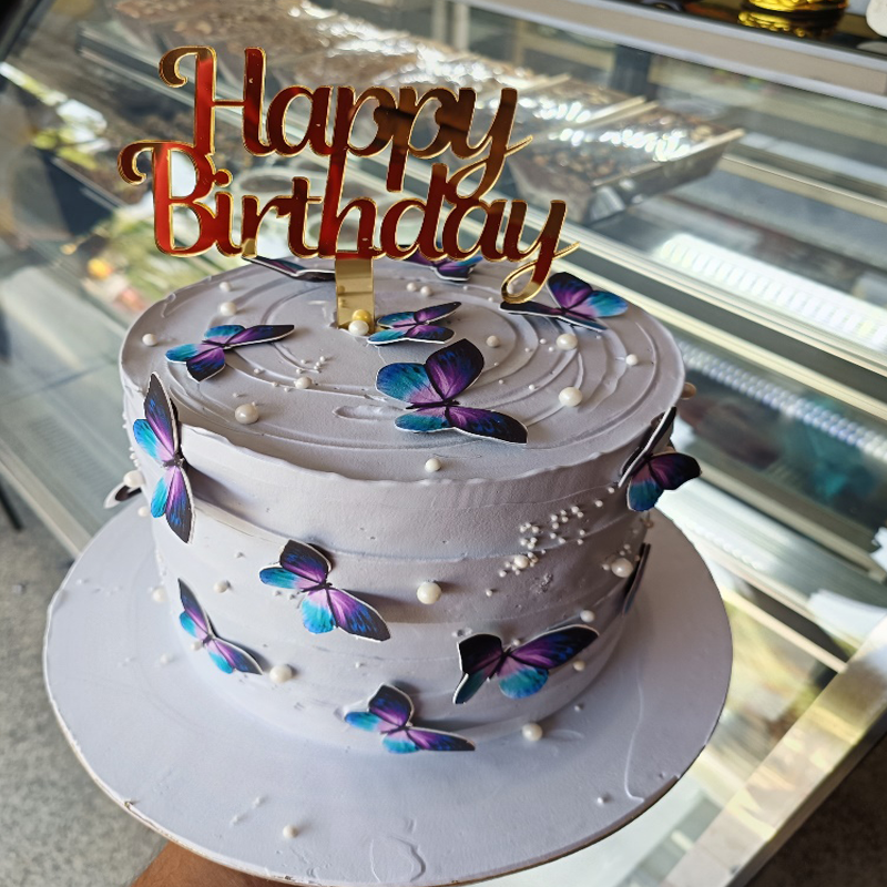 Purple Butterflies theme cake