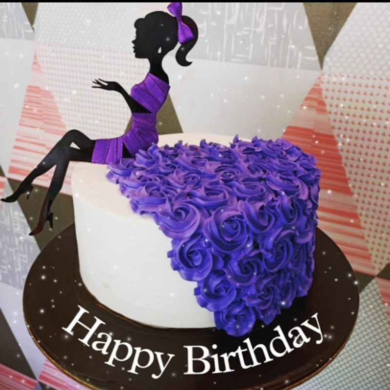 Purple lady theme cake